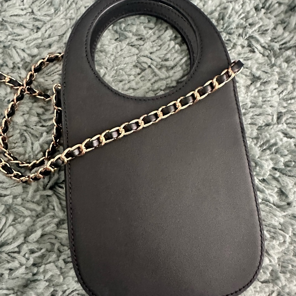 Bandolier Black Crossbody Bag with Chain Strap - Picture 2 of 5